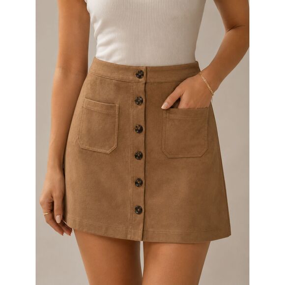 Marine Layer Dresses & Skirts - Marine Layer Faux Suede Button Front Mini Skirt Tan Size 2 Retro 70s Style NWOT